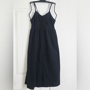 Universal Thread Black Midi Dress Button Front Tie Back – Size L